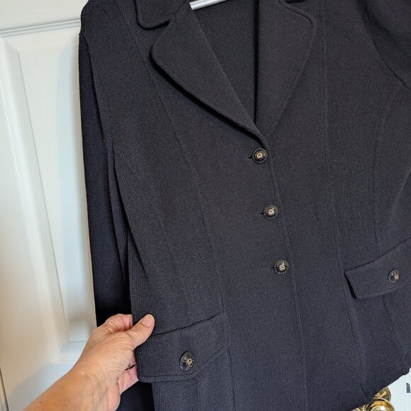 Vintage St. John Collection Santana Knit Blazer | 16 | Black | EVC | USA Made - Picture 4 of 10